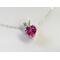 Pink Sapphire Heart Necklace in Sterling Silver