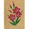 Red and white Gladiolus on Butter Towel