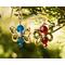 Blue and red butterfly earrings