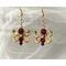 Ruby red butterfly earrings with gold tone wings