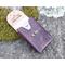 This Premium Handmade Leather Tarot Card Case features familiar felines silhouetted against a deep violet. Case is open and shown holding a standard size tarot deck.