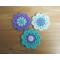 Crochet Flower Coasters, Sets of 3 Colors