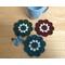 Crochet Flower Coasters, Dark Country Colors