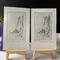 Photo of side by side prints, OEV-1 and OEV-2. Prints of hand incised copper plate of White-Breasted Nuthatch