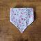Scrunchie Reversible Dog Bandana - Pink Flowers and Dots - Flower side with ends folded in
