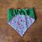 Scrunchie Reversible Dog Bandana - Pink Flowers and Dots - back side to show scrunchie band