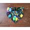 Dog Bandana - Reversible Scrunchie - Happy Birthday and Paw Prints - Happy Birthday side with ends folded in