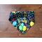 Dog Bandana - Reversible Scrunchie - Happy Birthday and Paw Prints - Back showing scrunchie band