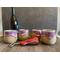 Four purple hand-thrown ceramic wine tumblers, each tumbler holds 12 ounces.