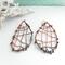 woven copper wire large dangle earrings with 6mm turquoise and copper composite gemstone cabochon