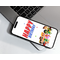 Red And Blue Comic Hoppy Birthday Text With Superhero Kids On Mobile Phone