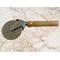 Image of 4 inch pizza cutter with heavy duty cutting wheel and turned river birch wood handle