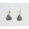 Small silver heart and peridot dangle earrings