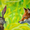 "Hare and Fox" Original Chris Wakefield Mixed Media Painting on Canvas