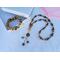 Boho Unakite Beaded Necklace with front toggle clasp. Includes a Matching Unakite Wrap-around Bracelet with a tiny mushroom charm.