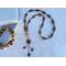 Boho Unakite Beaded Necklace with front toggle clasp. Includes a Matching Unakite Wrap-around Bracelet with a tiny mushroom charm.