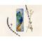 This is an image of a bookmark with a painting of a colorful seahorse. I used blue, orange, yellow, green and white to paint this sea life.