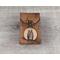 Premium Handmade Leather Tarot Card Case featuring a wise all-seeing owl patiently waiting on a branch in front of the full moon. This high quality leather case has a unique and interesting 3 color finish, with a natural tan moon set against a dark rich brown.
