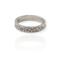 Detailed view of a sterling silver floral ring on white background, emphasizing its unique 4mm texture.
