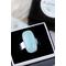 Sterling silver ring band featuring a oblong sea green/blue Chalcedony stone in a sterling silver bezel.
