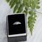  Petite sterling silver leaf ring in a black box, vintage design, eco-friendly.
