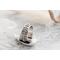 sterling silver ring band with floral and beaded details