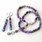 Purple jasper gemstone beaded choker necklace and dangle earrings set, handmade.