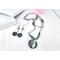 Beaded green jade double-strand necklace with toggle clasp and matching beaded green jade earrings.