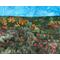 Early autumn landscape art quilt mounted on canvas by Dawn Andersen Art Quilts