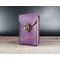 Handmade Premium Leather Tarot Card Case in a purple hue called Violet Cosmos with black hand stitching.