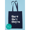 Bookish Graphic Tee and Bag Set - Grammar T-Shirt There, Their, They're with Humorous Usage Examples, Funny Reading Lovers Canvas Tote Bag