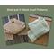 A tan shell crochet scarf display and a beige v stitch crochet scarf display.