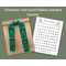 A green scarf with trees along its length and a printable row counter.