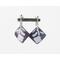 Clip-on Non-Pierced Enameled Copper Earrings with White Flower Stencil over Purple Torch-Fired Enamel, Silver Plate Ear Clips