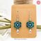 Teal Blue Daisy Flower with Raindrop Earrings Dangle Drop Style