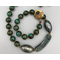 Necklace set | Antique Czech beads, curved lampwork focal, artisan bronze clasp