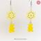 Lemon Yellow Daisy Flower and Gummy Bear Earrings Dangle Drop Style