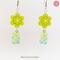 Lime Green and Blue Daisy Flower and Gummy Bear Earrings Dangle Drop Style