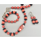 Necklace set | Artisan lampwork focal, coral and black mid-century glass beads