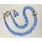 Necklace set | Sterling silver artisan leaf clasp, marbled focal round, cornflower blue vintage beads