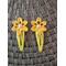 yellow 2 inch long handmade crochet flower barrettes with 6 millimeter rhinestone