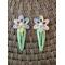 rainbow 2 inch long handmade crochet flower barrettes with 6 millimeter rhinestone