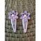 purple 2 inch long handmade crochet flower barrettes with 6 millimeter rhinestone