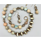 Necklace set | Ivory iridescent raku rondelles , snakeskin jasper rounds, faceted smoky quartz cubes