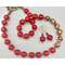 Necklace set |  Red accented with gold mid-century Venetian and 1940s Japanese glass beads