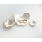 Set of three nesting trinket dishes made from a vintage silverplated brass serving tray. Largest dish is a bird shape, two smaller dishes are round. Photo shows all three side by side, the bird shaped bowl has contains a dime and my I Love You ring (props not included)