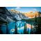 Beautiful Moraine Lake at sunrise, with alpenglow hitting the peaks. Banff National Park, Canada.