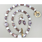 Necklace set | Opalescent white and pale amethyst mid-century glass beads, bronze butterfly/dogwood blossom clasp