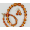 Necklace set | Amber vintage glass beads, honey amber chips, carnelian faceted ovals, artisan gold bronze findings