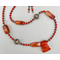 Necklace set | Sponge coral slider pendant over sterling silver and coral red rounds, Bali silver/copper, carnelian nuggets